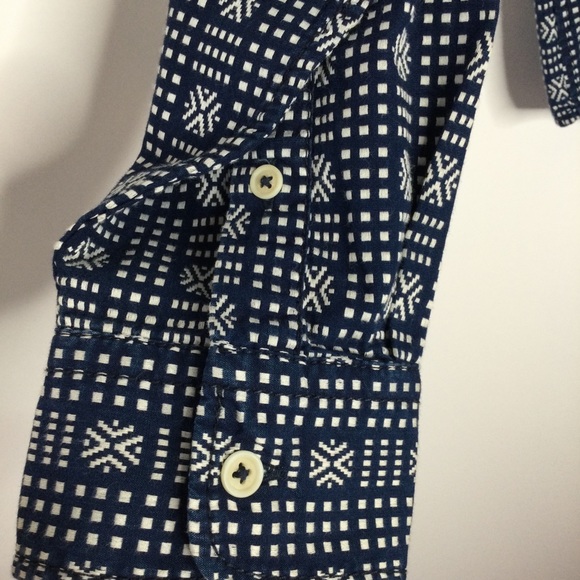 & Sons Garment Co. Indigo Dobby Button Up Shirt Blue White Size XXL - Picture 4 of 8